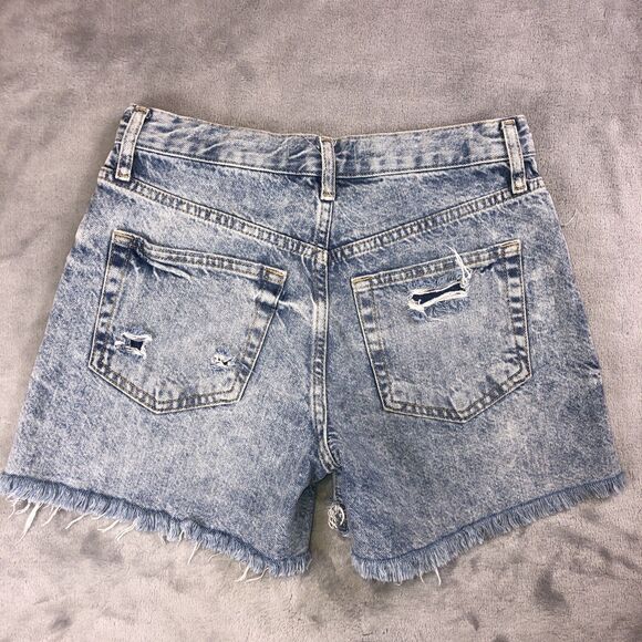 Free People We the Free Size 25 Maggie Distressed Button Fly Mid-Rise Shorts - Picture 7 of 7